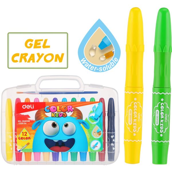 Bút sáp 12 màu + chổi deli C20504